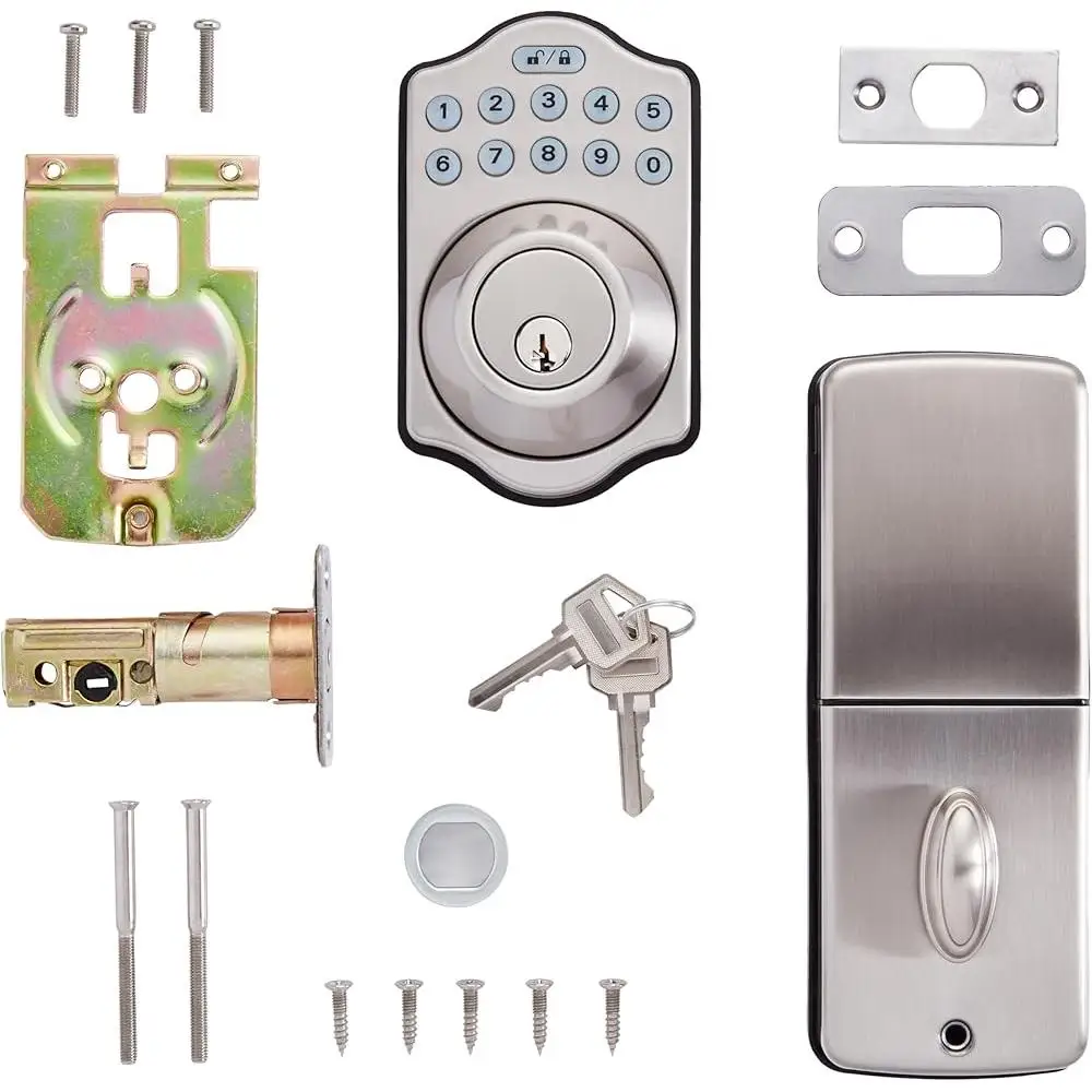 Keyless Electronic Keypad Deadbolt Lock with Key Entry 6 User Codes Automatic Locking Durable Home Security Solution