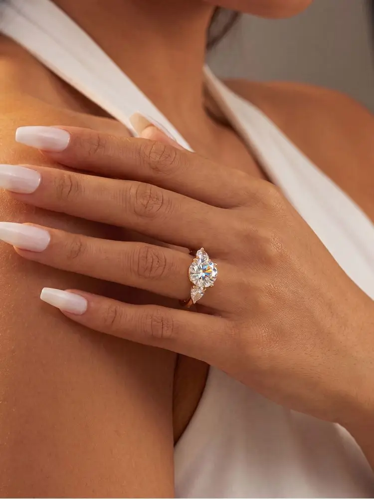 DWJ Mode 3CT Große Moissanit Diamant Ringe für Frauen Doppel Herz Zirkon 925 Sterling Silber Eternity Engagement Edlen Schmuck – Detail 6
