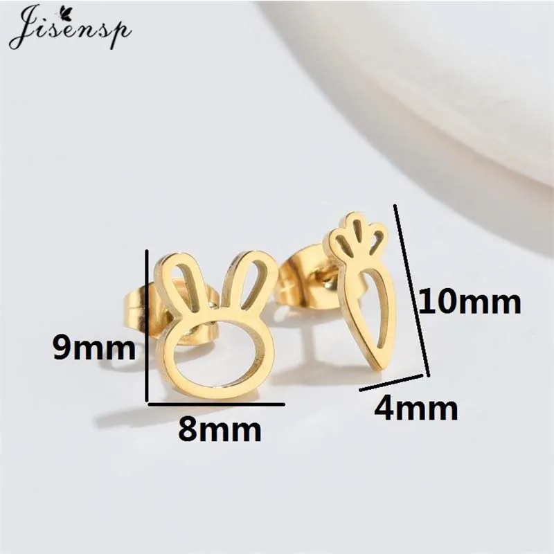 Fashion Stainless Steel Rabbit Carrot YES NO Earring for Women Multiple Asymmetry Ear Jewelry Girl Key Lock Earrings Accessories