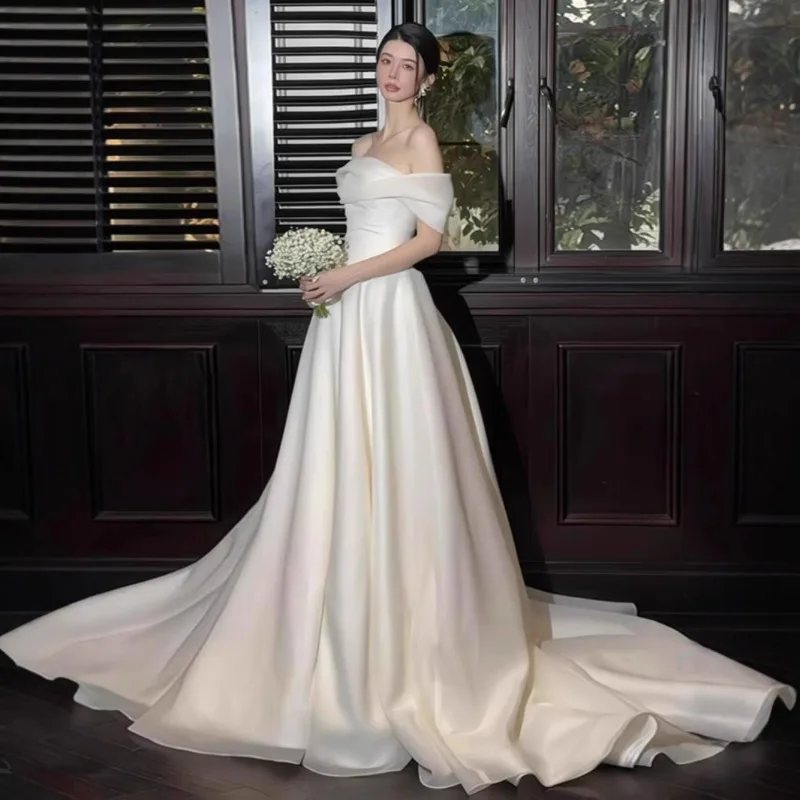 GIYSILE Customized One-shoulder Wedding Dress Simplicity 2025 New Fashion Luxury High-end Party Dress Trailing  Gauze Girl