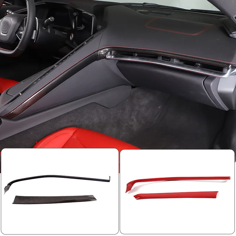 

For Chevrolet Corvette C8 Z06 Z51 2020-2023 ABS Carbon Fiber/Red Car Co-pilot Dashboard Air Vent Panel Sticker Car Accessories