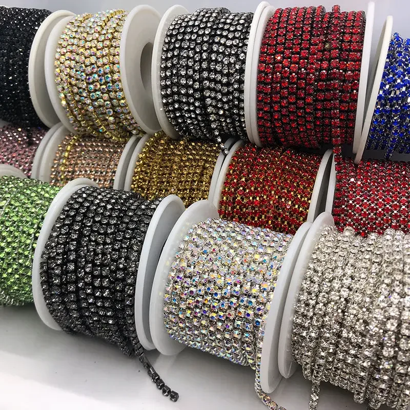 1 Yard Rhinestone Metal Chain Silver Base Gems Gel Glue Charms Manicure Accessories DIY Nail Art Decoration