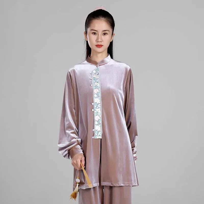 

Kun Master Thicken Velvet Taichi Uniform Elegant Winter Martial Arts Suit Kung Fu Clothes Taiji for Women