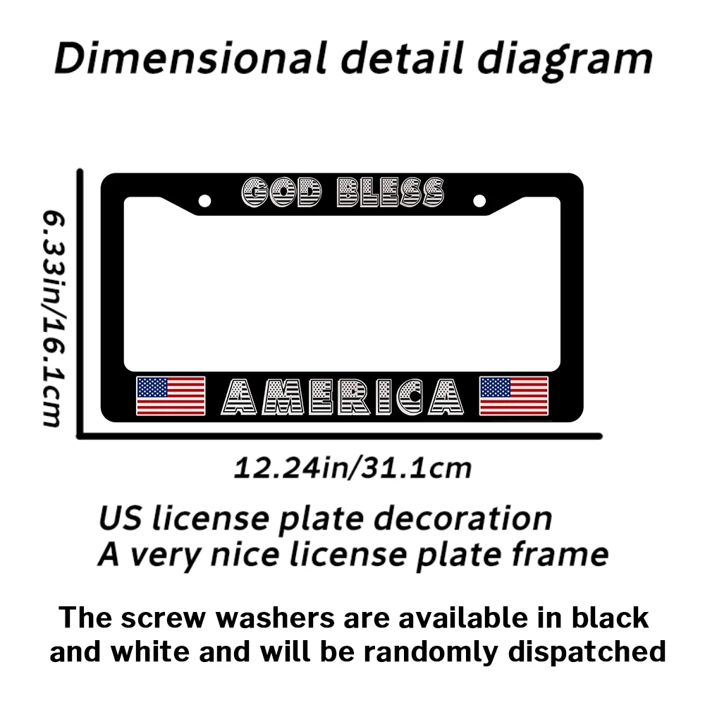 إطار لوحة السيارة للرجال أبيض وأسود إطارات لوحة الترخيص للنساء يبارك الله في أمريكا ملحقات السيارة المعدنية المصنوعة من الألومنيوم #3