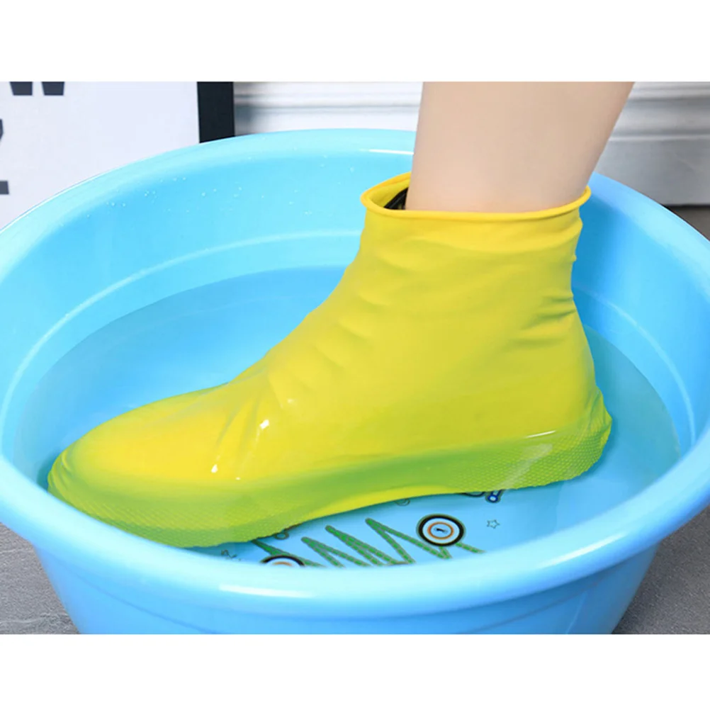 

Unisex Waterproof Disposable Elastic Latex Shoe Covers Size L Yellow Rain Snow Non-Slip Boot Protection Shoe Covers