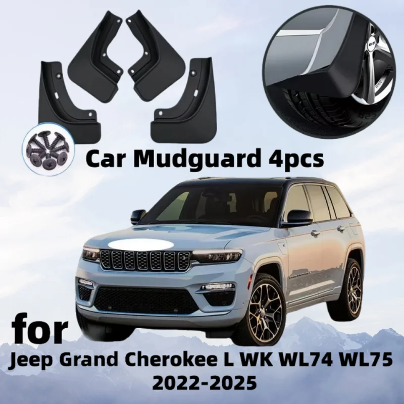 4Pcs Splash Guards For Jeep Grand Cherokee L WK WL74 WL75 2022 2023 2024 Front and Rear Mudguard Mudflap Fender Car Accessories