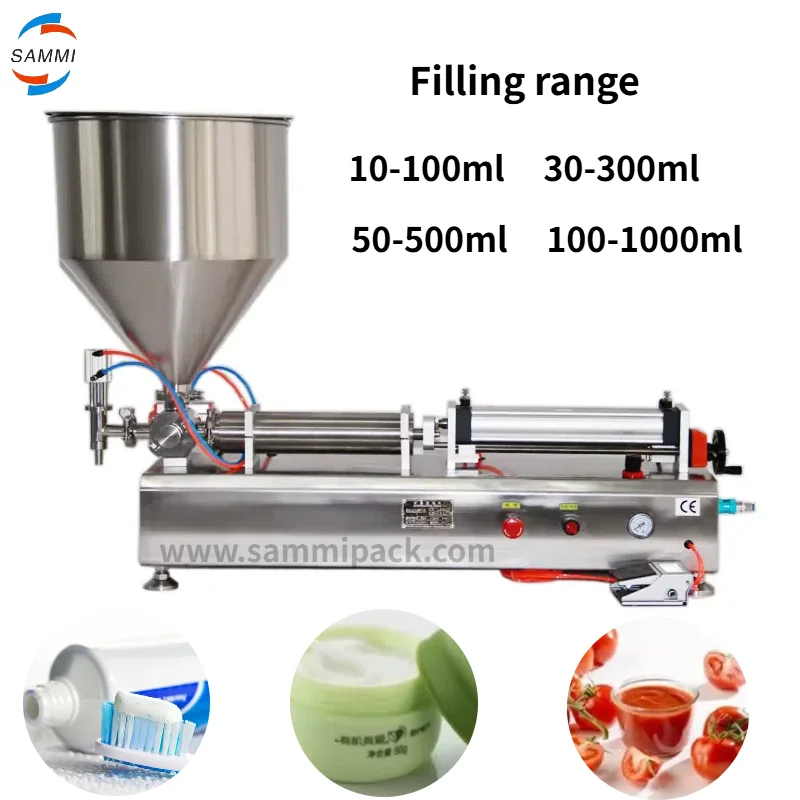 Máquina llenadora de pasta de un solo cabezal, llenadora de pistón de acero inoxidable, loción GFA, champú, crema, salsa de miel, mantequilla de maní neumática