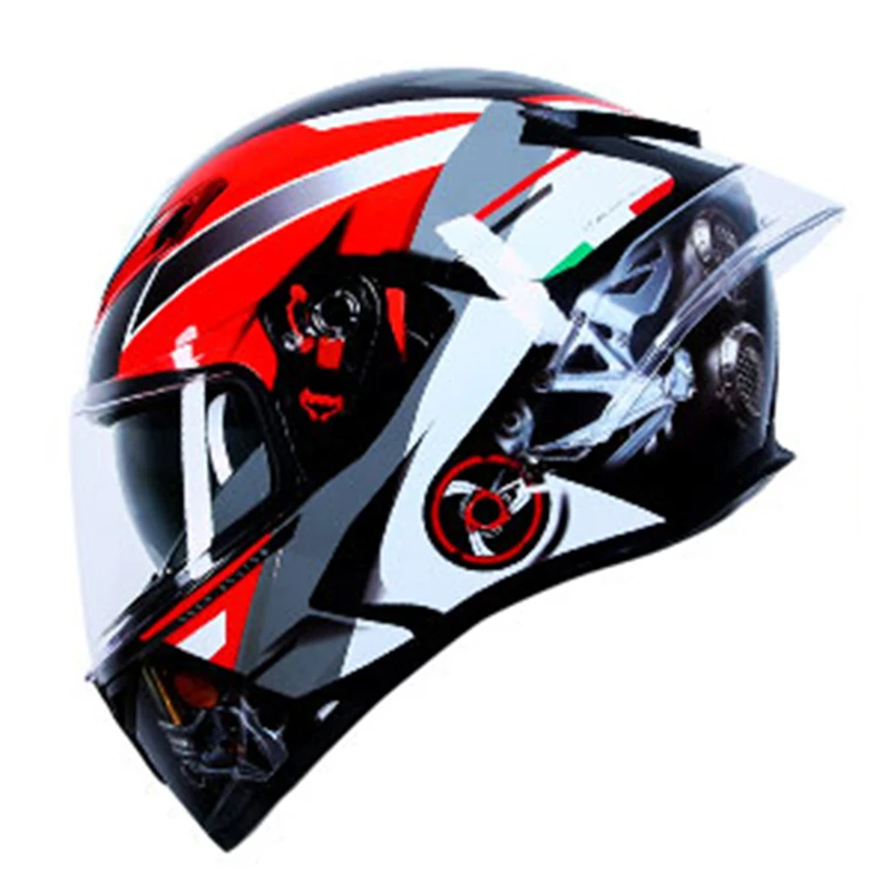 

ICE.BEACON Anti fog 3C certification national standard locomotive Motorcycle big tail racing double lens helmet fashion trend pe