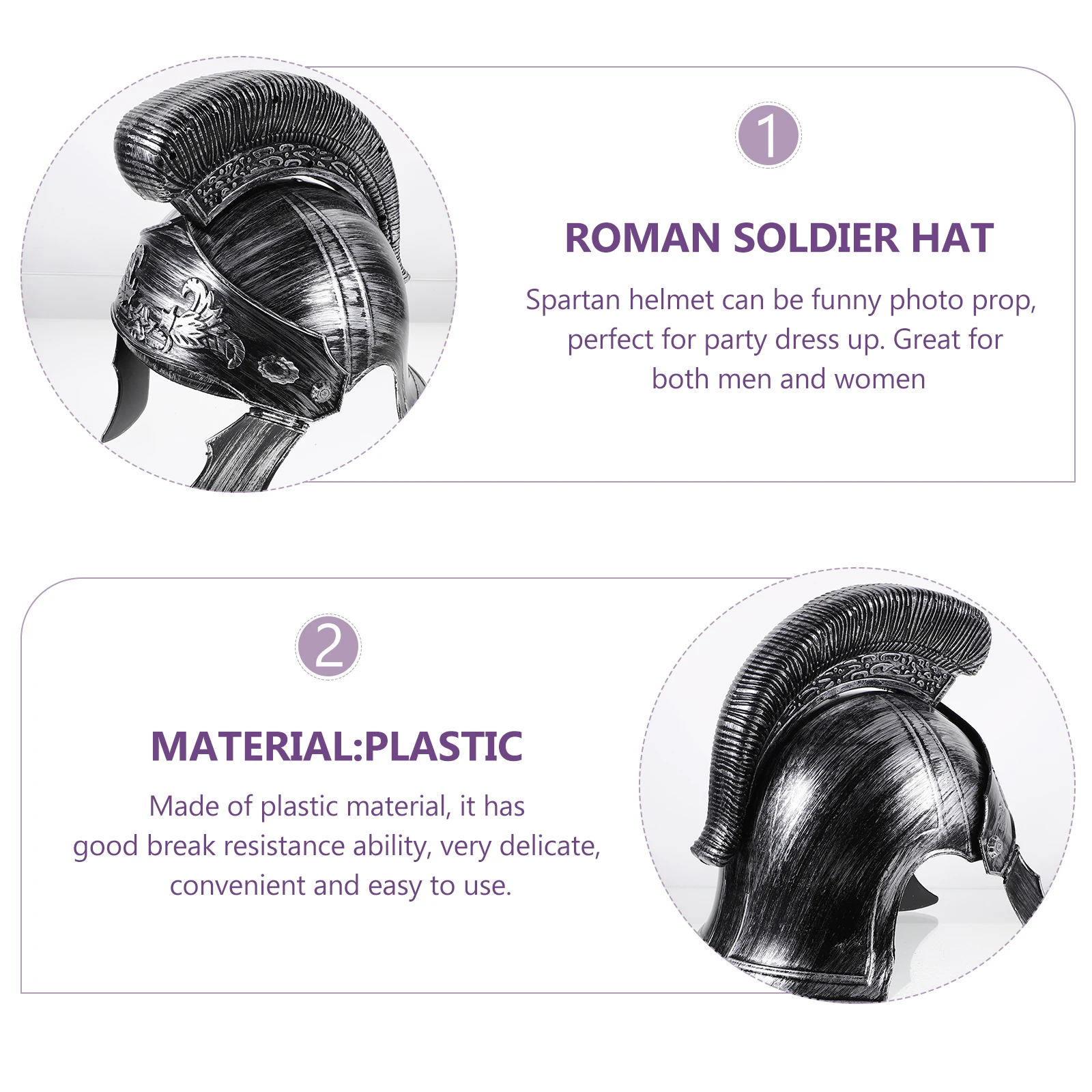 

Roman Hat Silver Costume Men Cosplay Party Durable Plastic Ancient Soldier Prop
