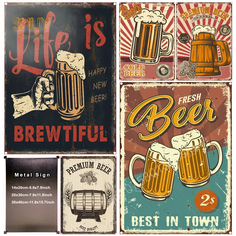 

Beer Industry Style Metal Tin Sign Pub Club Wall Decor Posters Plaque Man Cave Vintage Home Room Decoration Background Plate