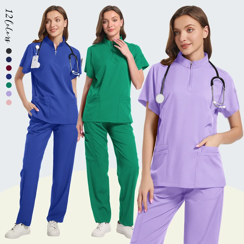 New scrubbing uniform multi-color short-sleeved shirt pants hospital set female male pet shop doctor medical surgery work