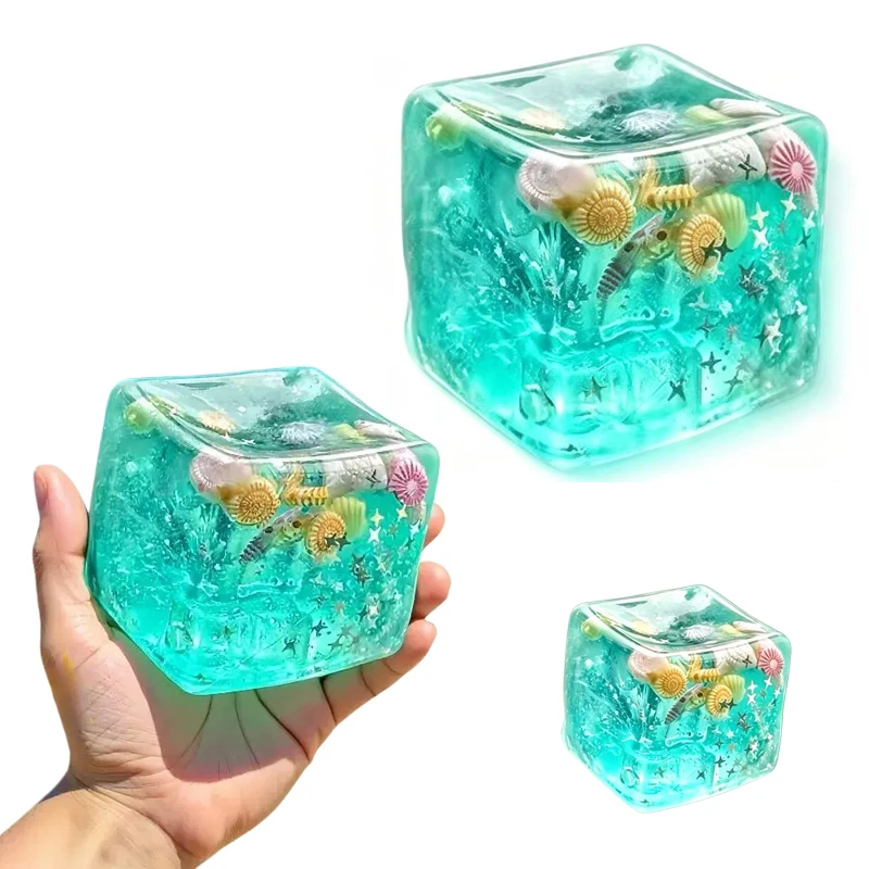 Maltose Squishy Ocean Shells Stress Balls Anti Stress Fidget Toys Transparent Star Cubes Decompression Squeeze Toys for Adult