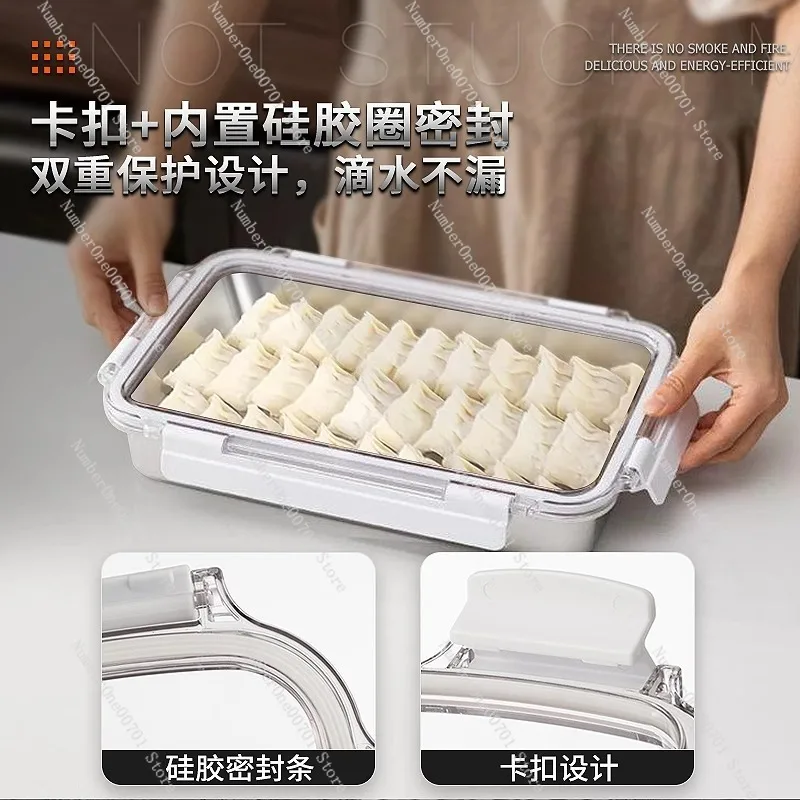 

316 stainless steel special fresh-keeping box for food refrigerator, transparent sealed dumpling dumpling food storage box with