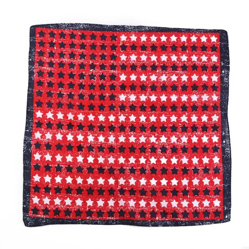 

P88B USA Star Stripes Print Bandana Square Scarf Unisex Cotton Sport Pocket Headband Headwrap 54x54CM Hip Hop Patriotic Neck Tie