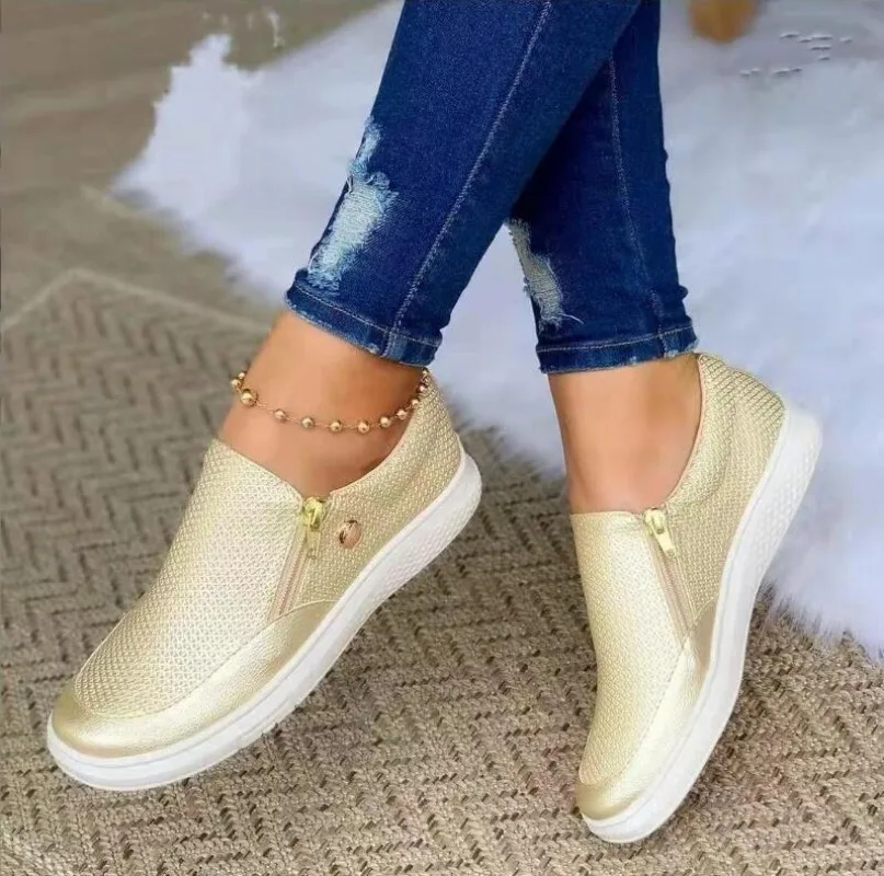 Sneakers Woman Vulcanize Shoes Casual Side Zipper Femme Tenis Luxury Tennis Feminino for Women 2023 Zapatos Mujer