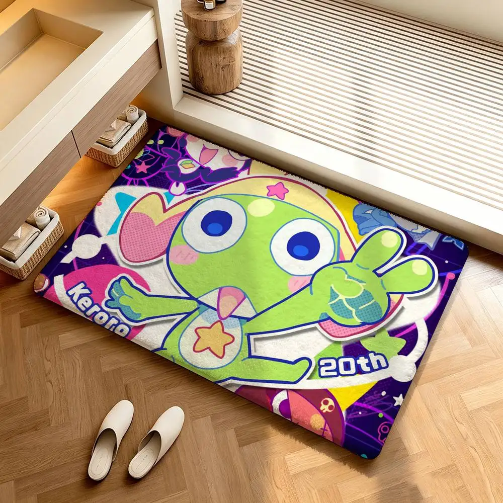 Anime K-Keroro G-Gunsou Frog  Shower Room Absorbent Small Floor Mat Soft Comfortable Decorative Foot Mat