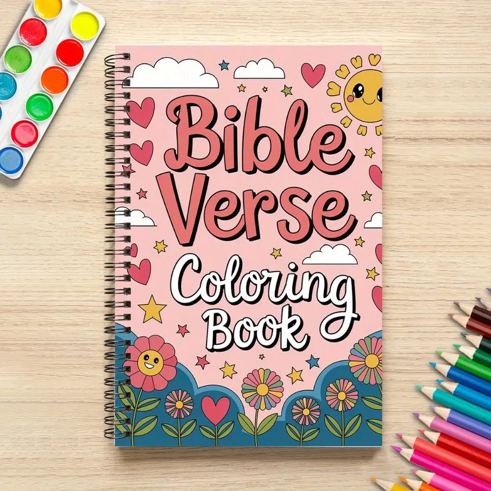 Bible Verse Coloring Note Book Stress Relieving Educational Hand Drawn Book Spiral Binding 50 Sheets Graffiti Painting Book
