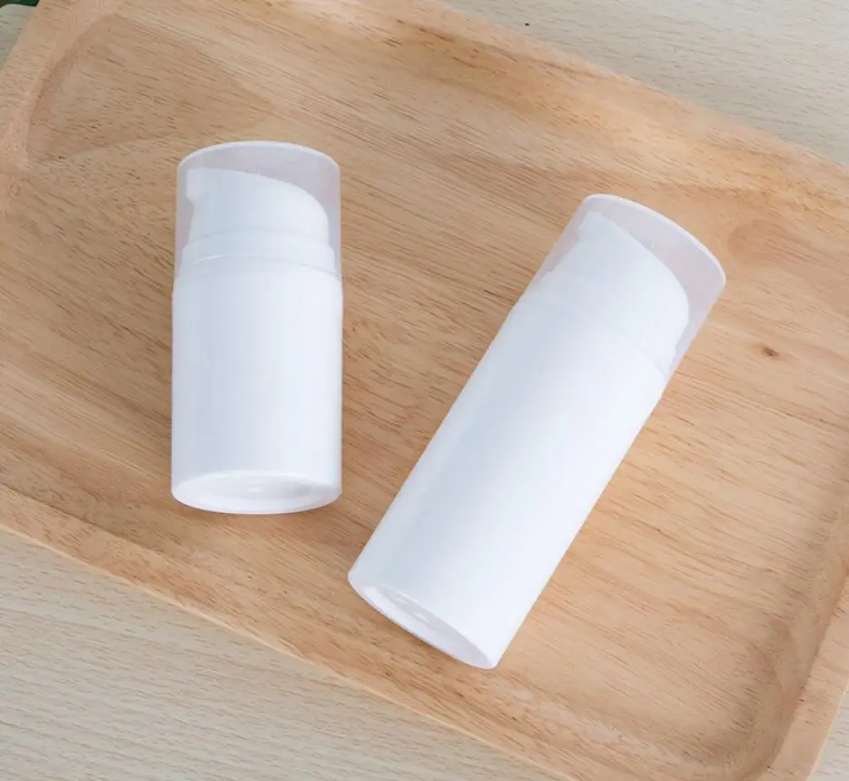Botella sin aire de plástico blanco completo de 50ML, bomba blanca/transparente para loción/emulsión/suero/essencia/base embalaje para el cuidado de la piel