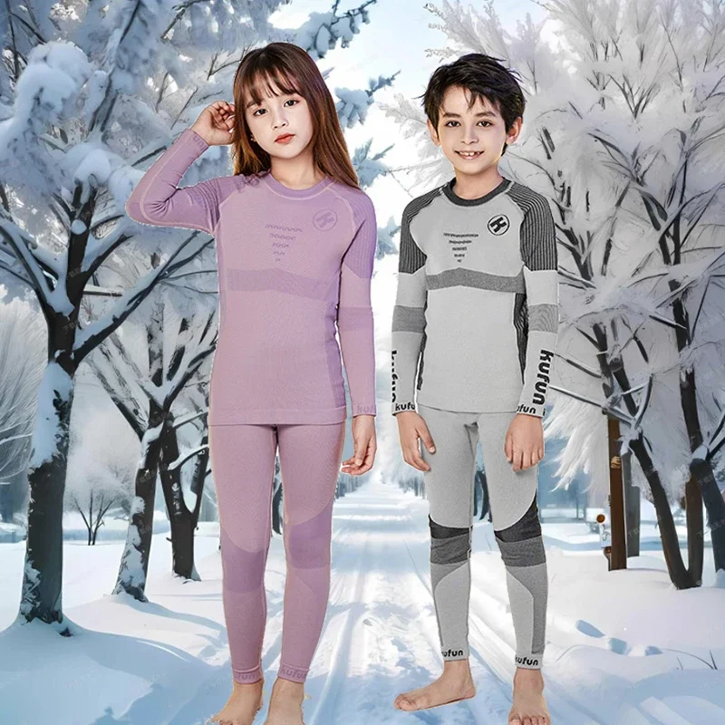 2025 New Winter Print Outdoor Warm Girls Ski Underwear Snow Windproof Breathable Children Suits Polyester Sport Skiing Clothing