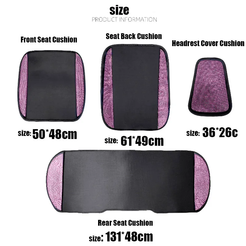 Crystal Pink Diamond Car Seat Covers Mat Four Seasons Universal Car Seat Cushion Fit For Women Ladies Girl Gift Auto Accessories