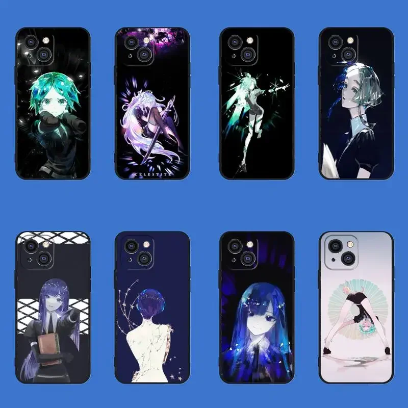 Houseki No Kuni Phone Case For iPhone 11 12 Mini 13 14 PRO XS MAX X XR 6 7 8 Plus Black Shell