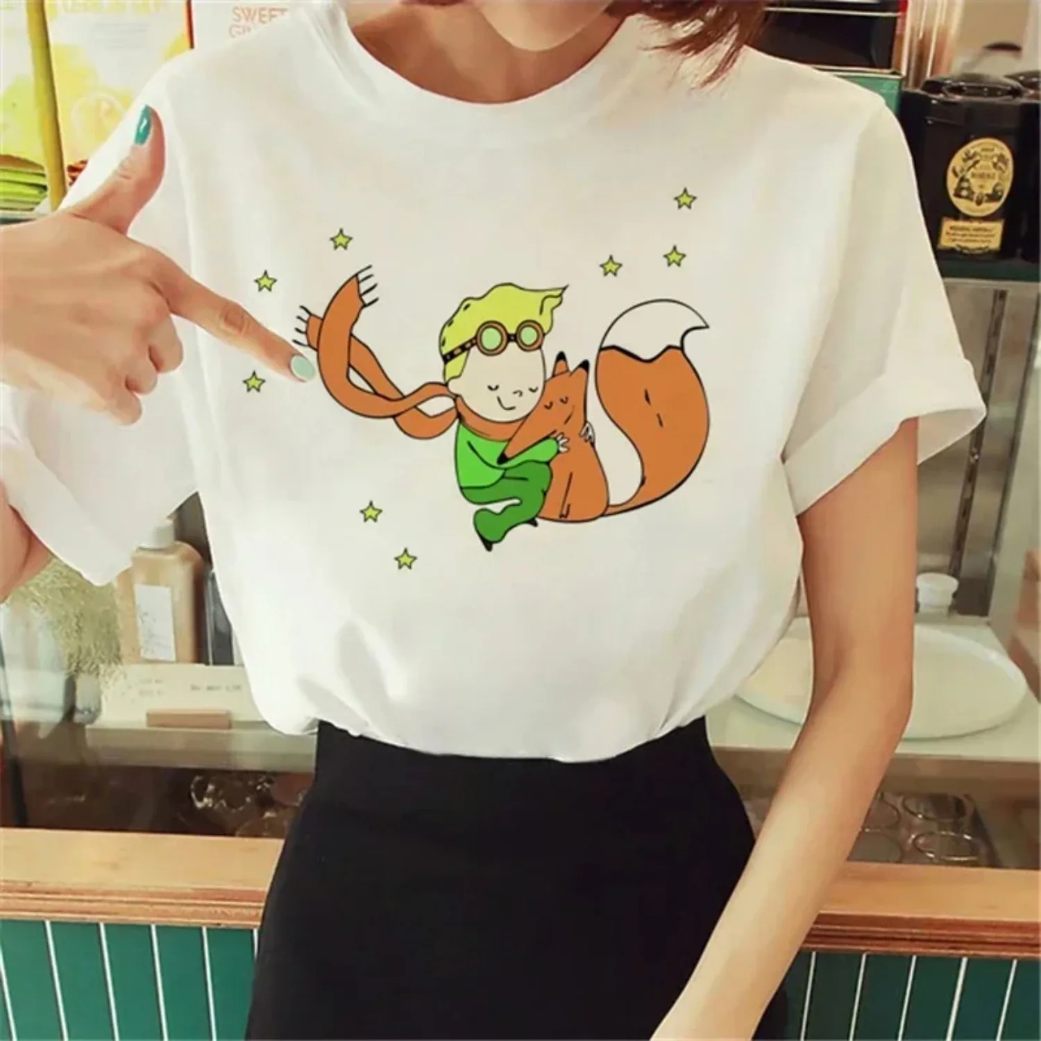 2023 die Kleine Prinz Cartoon-Muster T-shirt Frauen kreativität Sommer Kräftige Harajuku Weibliche Mode Tops damen hemd