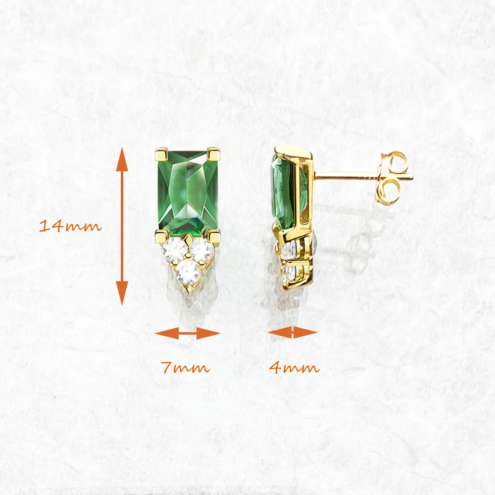 Stud Earrings Timeless Elegance Green Stone,Europe Style Glam Fine Jewerly For Women Gift In 925 Sterling Silver