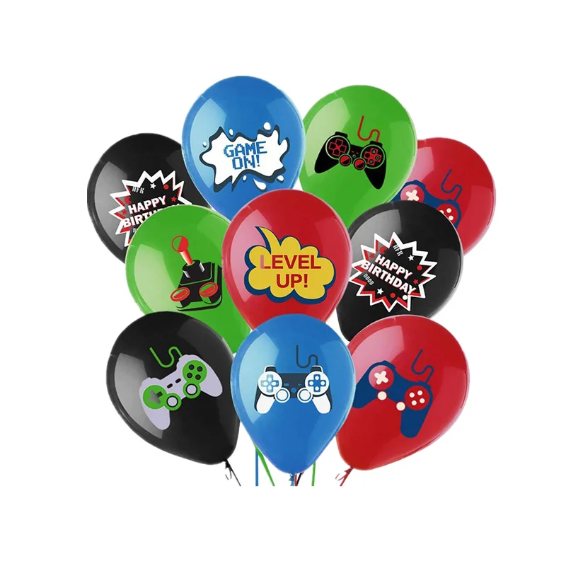 10/30Pcs Black White Play Game Balloons Video Game Controller Latex Balloon Happy Birthday Party Kid Boy Shower Gamer Level Up view 2