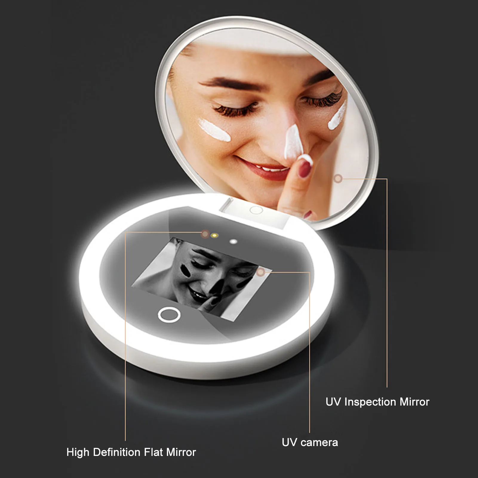 

УФ-косметическое зеркало: инновационное, перезаряжаемое, портативное, дорожное зеркало для макияжа, умное, с длительным сроком службы, для проверки солнцезащитного крема