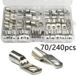 70/240PCS Ring Terminal Cable Shoes Lugs 35mm2 Tinned Copper Lug Wire Eye Connectors Bare 60 Terminals Lugs Wire Copper Kit