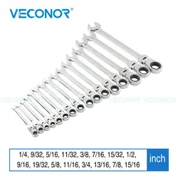 1/4-15/16 Inch 16Pcs Imperial Size Ratchet Wrench Set of Keys Spanner Flexible Head Universal Hand Tools Car Repair Tool