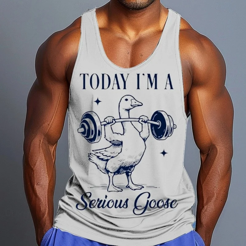 

Funny Goose Pattern Sleeveless T Shirts For Men 3D Cartoon Print Tank Tops Summer Casual Tee Breathable Fitness Sports Vest Tops