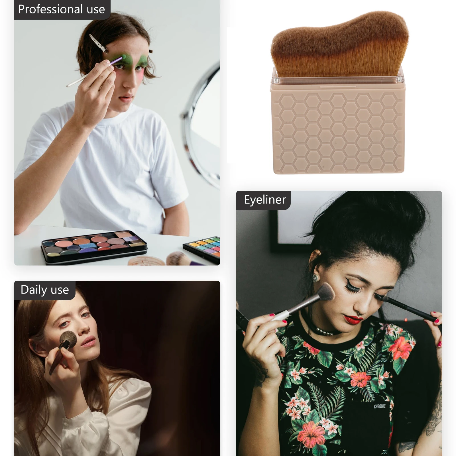 แปรงทาสีแทนแบบมีฝาปิด ดีไซน์คลื่น ขนแปรงนุ่ม สำหรับทารองพื้น บลัชออน แป้ง ใช้งานสะดวก เหมาะสำหรับการเดินทาง ใช้ได้ทั้งผิวหน้าและผิวกาย