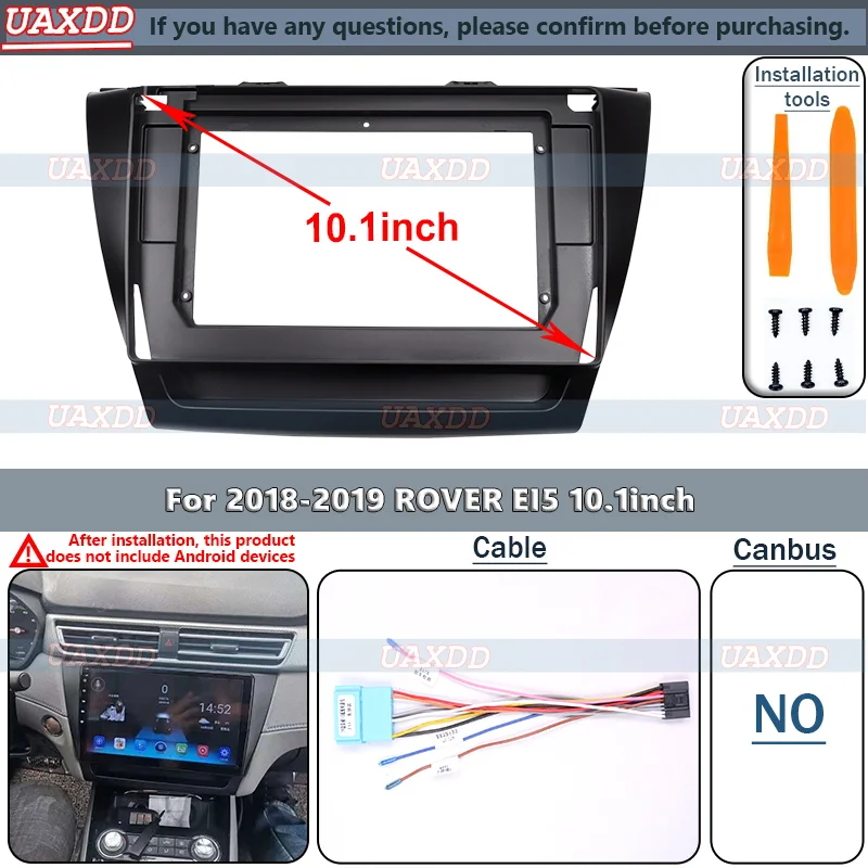 2 Din Car Android FOR 2018-2019 ROVER EI5 10.1INCH frame Kit panel Center fascia cable video harness adapter decoder canbus box