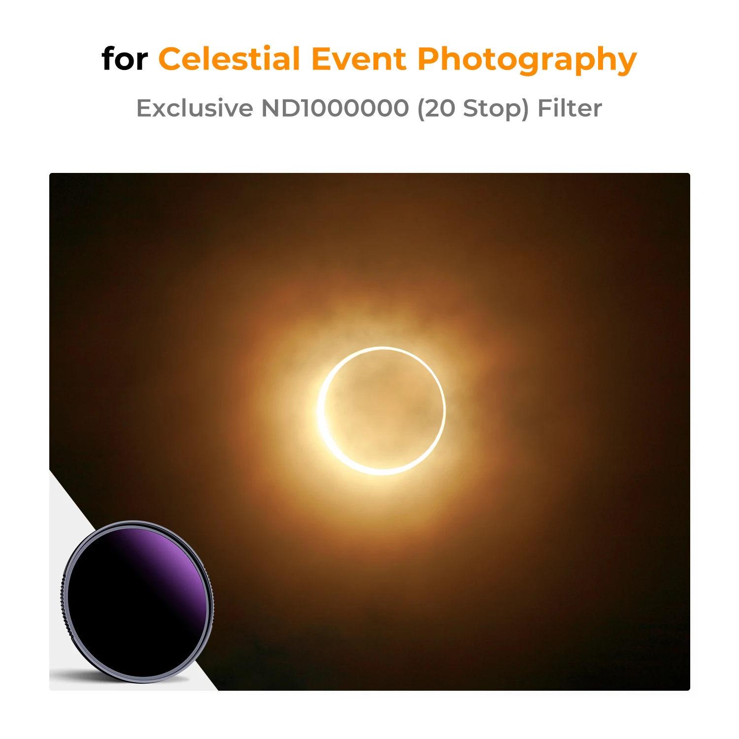 K&F CONCEPT Neuer Solarfilter ND1000000 20-Stopp-Filter für himmlische Veranstaltungsfotografie mit fester Neutraldichte, 28 Nano-X mit mehreren Beschichtungen – Detail 2