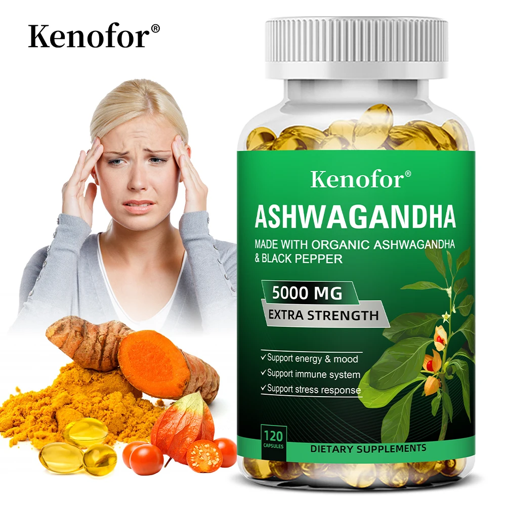 

Ashwagandha Supplement - Boosts Brain and Memory, Boosts Energy, Focus, Improves Mood and Sleep - 120 Capsules