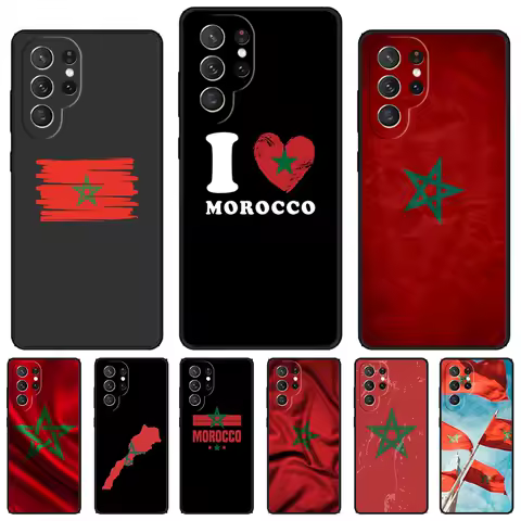 Morocco Maroc Moroccan Flag phone case For Samsung Galaxy S24 S23 S22 Ultra Note 10 20 Plus S8 S9 S10 S20 S21 FE Cover