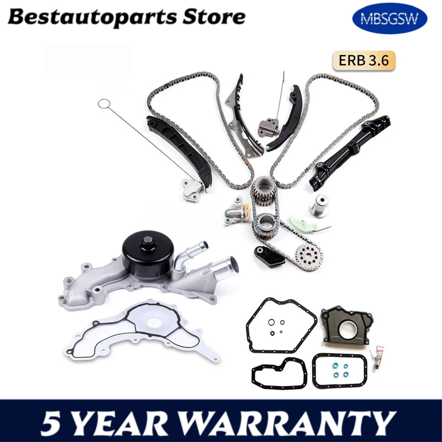 Engine Parts Timing Chain & Water Pump Kit 3.6 L ERB Gas For CHRYSLER DODGE FIAT JEEP LANCIA RAM WK WK2 LX RT 3.6L FLEX AWD car
