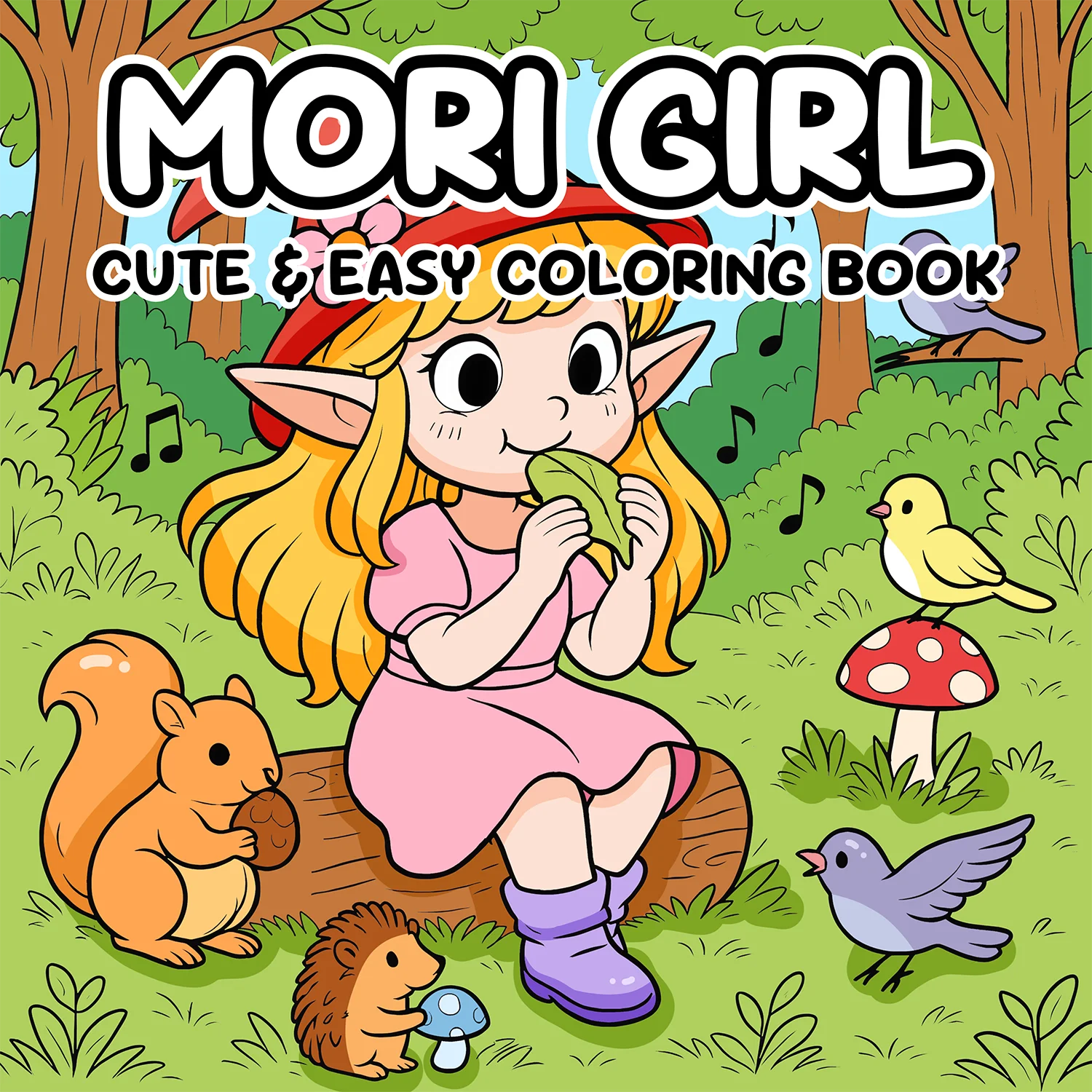 

MORI GIRL CUTE & EASY Книжка-раскраска 24-страничная книжка с картинками для взрослых Креативное развлечение и снятие стресса Идеальный подарок Книги для рисования