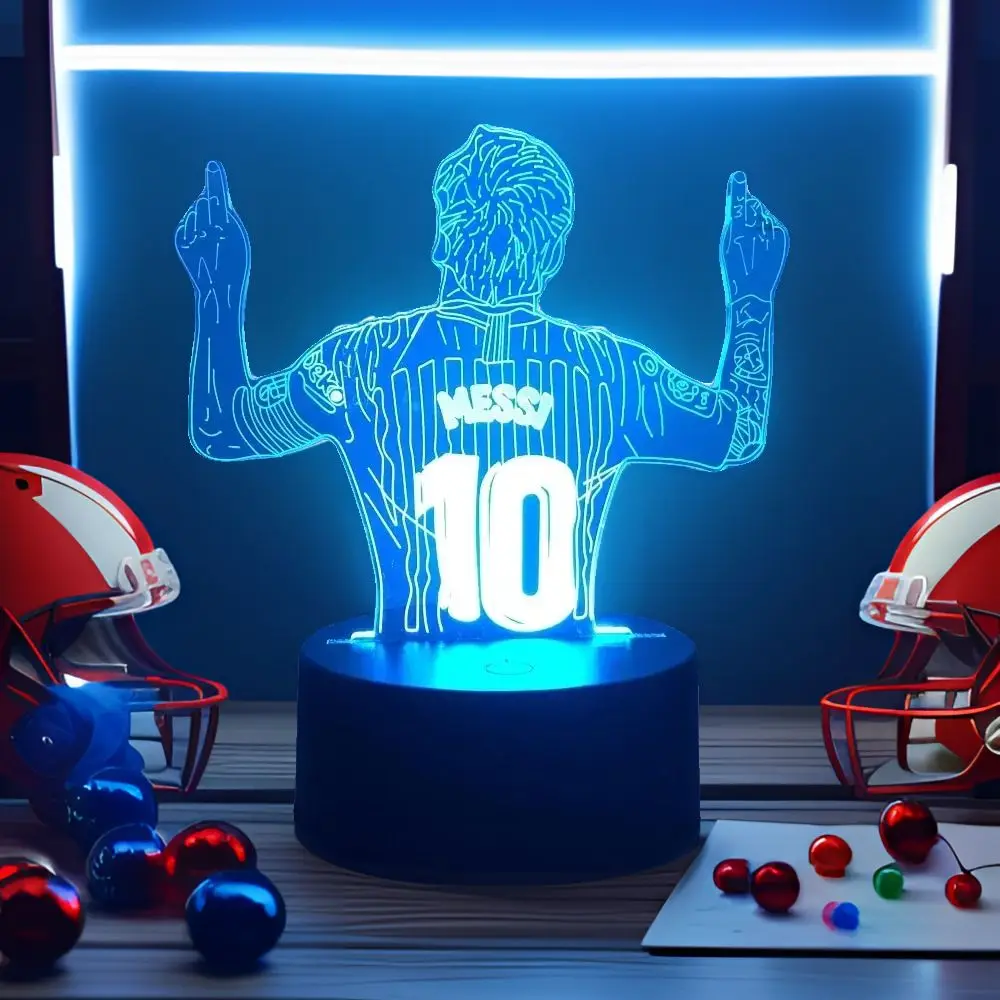 3D Lamp Illusion LED Night Light Football Character Messi Luminous Touch Child Nightlight Kids BedRoom Decor Table Lamps Gifts