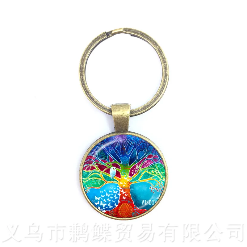 Tree Of Life Keychains Glass Dome Tree And Bird Glass Ornaments Gift For Friends Keyring