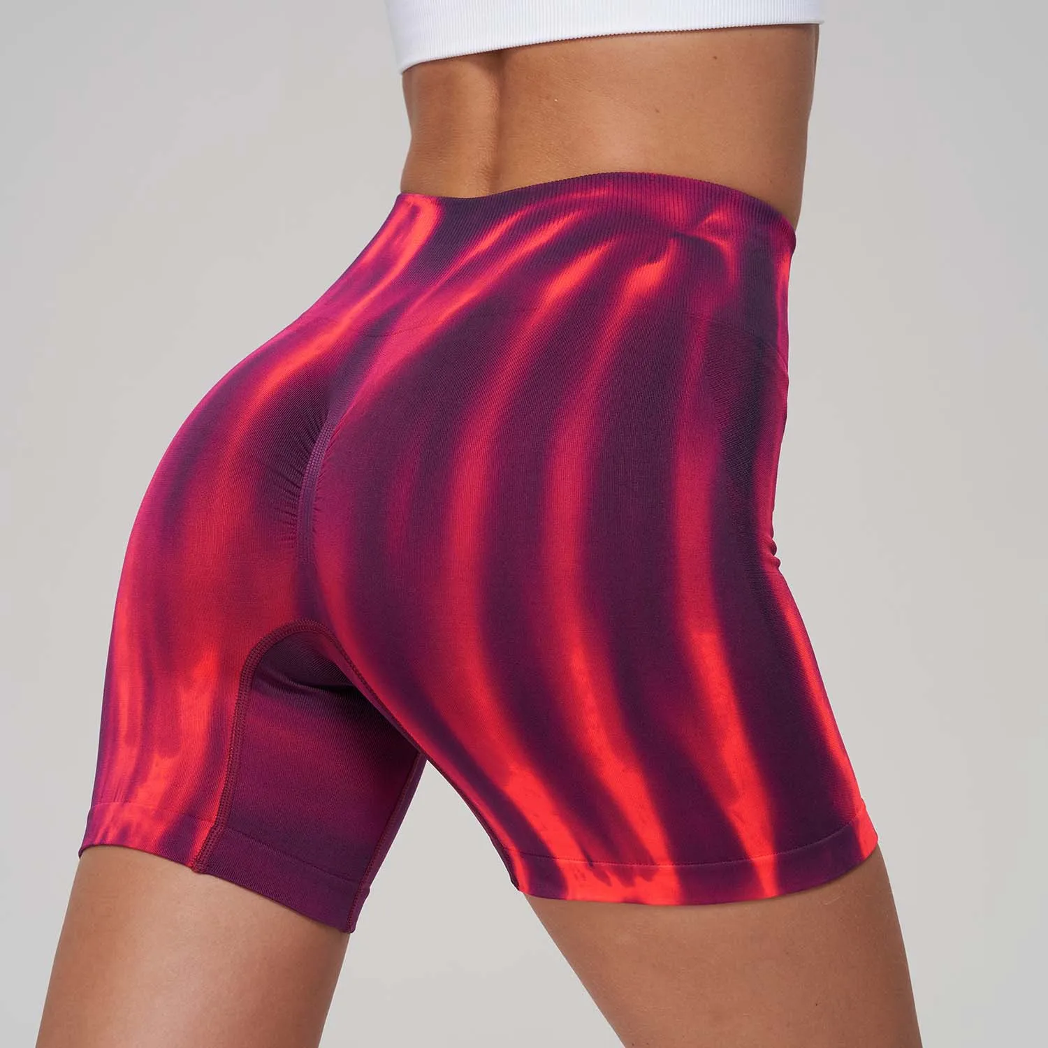 Aurora shorts de ioga coloridos para mulheres, cintura alta, push up, fitness, corrida, ciclismo, academia, verão