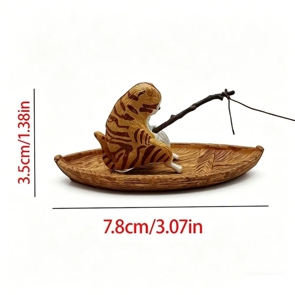 Resin Material Aquarium Decoration Ocean Theme Floating Look Cat Figurine Mini Size Cute Cat Shape Resin Ornament Aquarium
