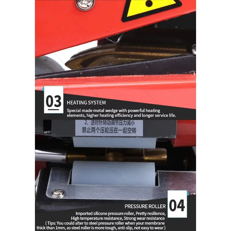 800W Electric Geomembrane Wedge Welder with Digital Readout Steel Roller for HDPE PVC Plastic Heating Hot Air Welding Tool