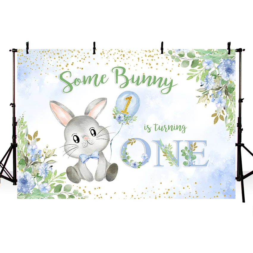 Mehofond Photography Backdrop Newborn First Birthday Party Portrait Rabbit Bunny Boy is Turning One Background Decor Photocall