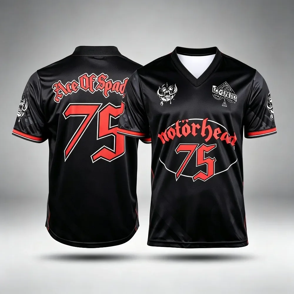 Camiseta de verano de la marca Motorhead, diseño «Ace of Spades 75», estilo rock, transpirable, para hombre, camiseta informal, transpirable, para hombre y mujer, de manga corta.