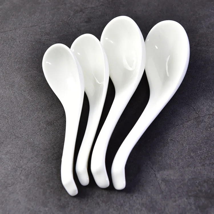 Pure White Ceramic Mi Spoon Creative Department Store Printed Text And Image Gift Swan Bone Porcelain