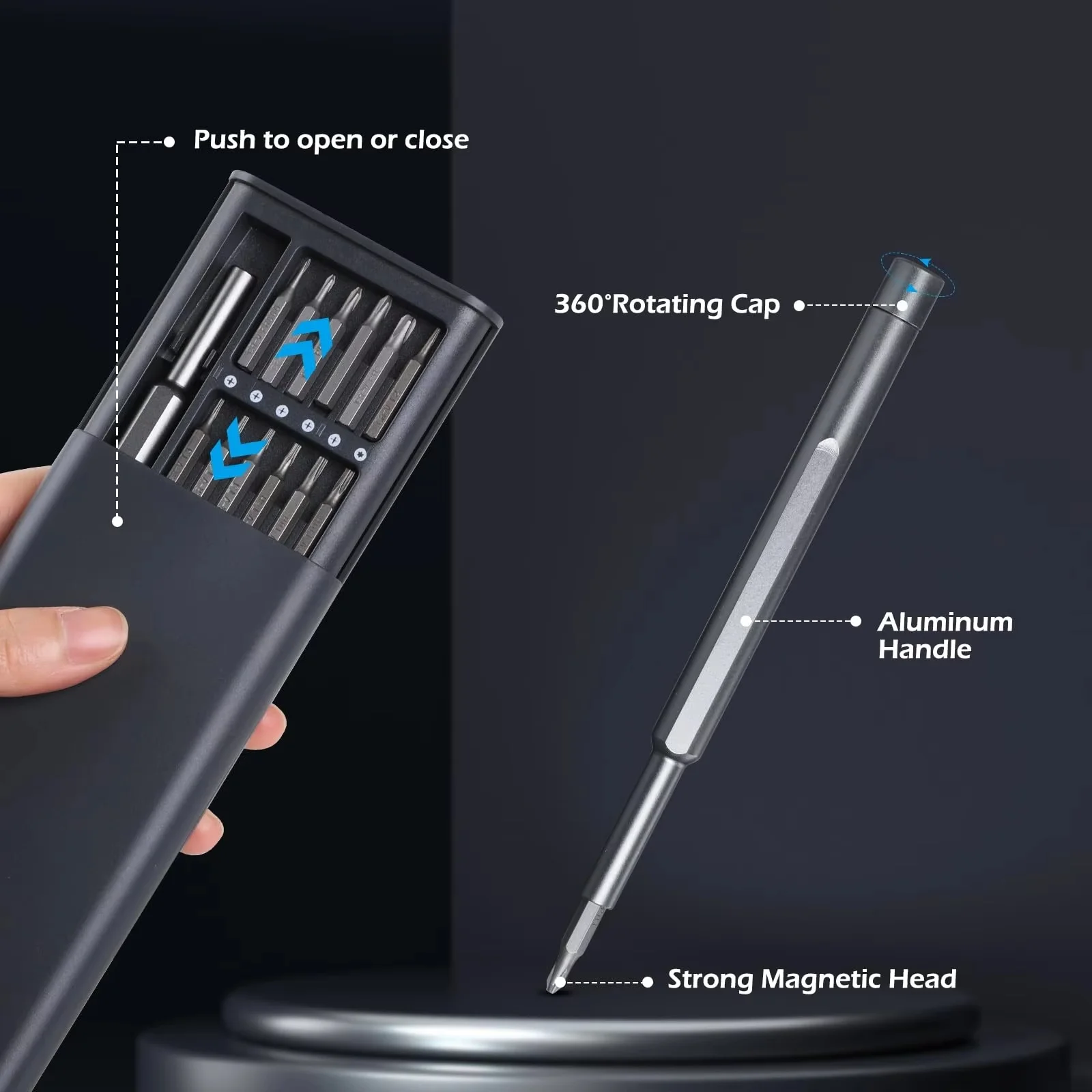 25 in 1 Precision Screwdriver Set with 24 Bits, Magnetic Repair Tool Kit for Phone, Laptop, PC, Watch, Camera, Glasses & Toys