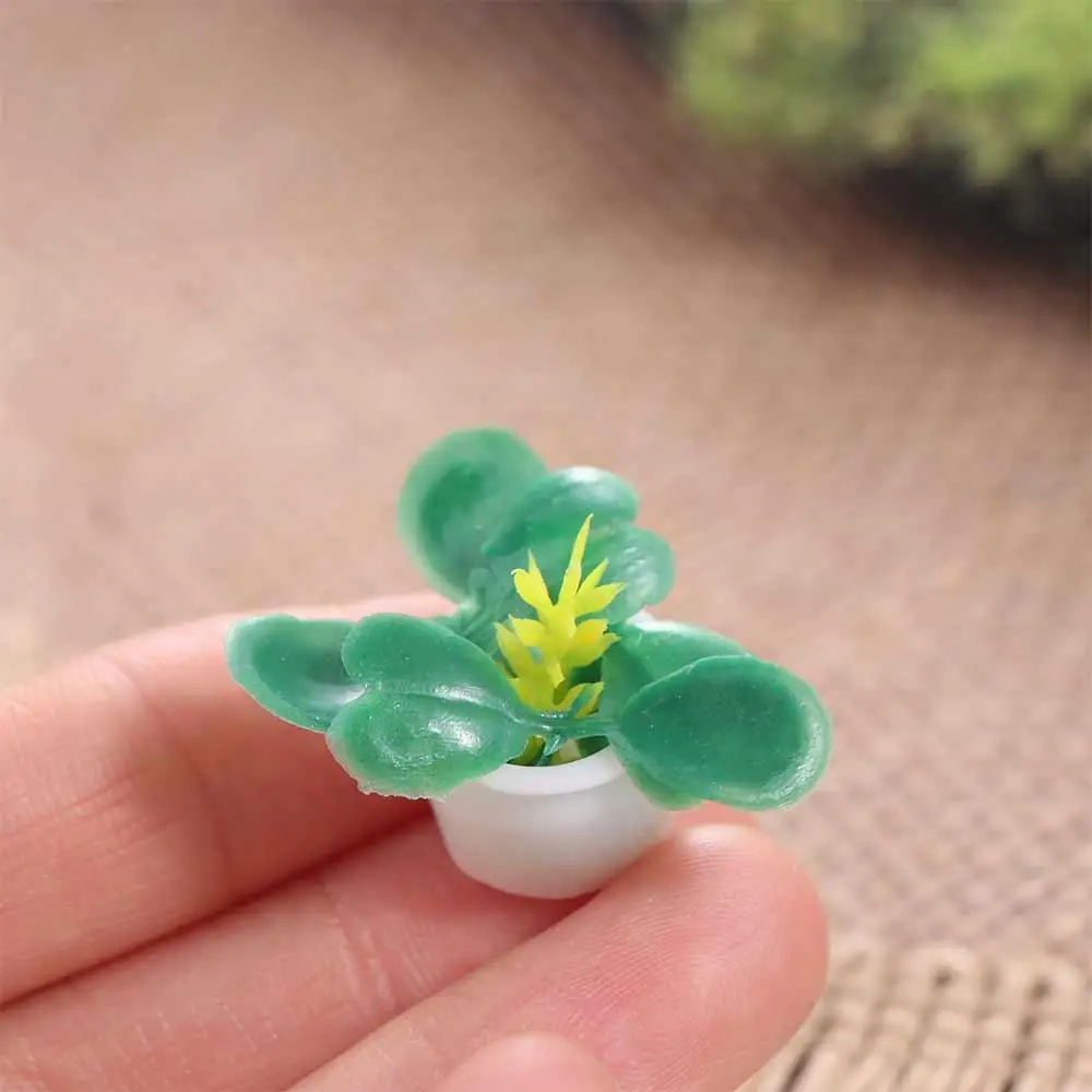 Simulation Plants Mini Tree Potted 1:12 Dollhouse Mini Simulation Potted Plants Resin Plastics Dollhouse Green Plant