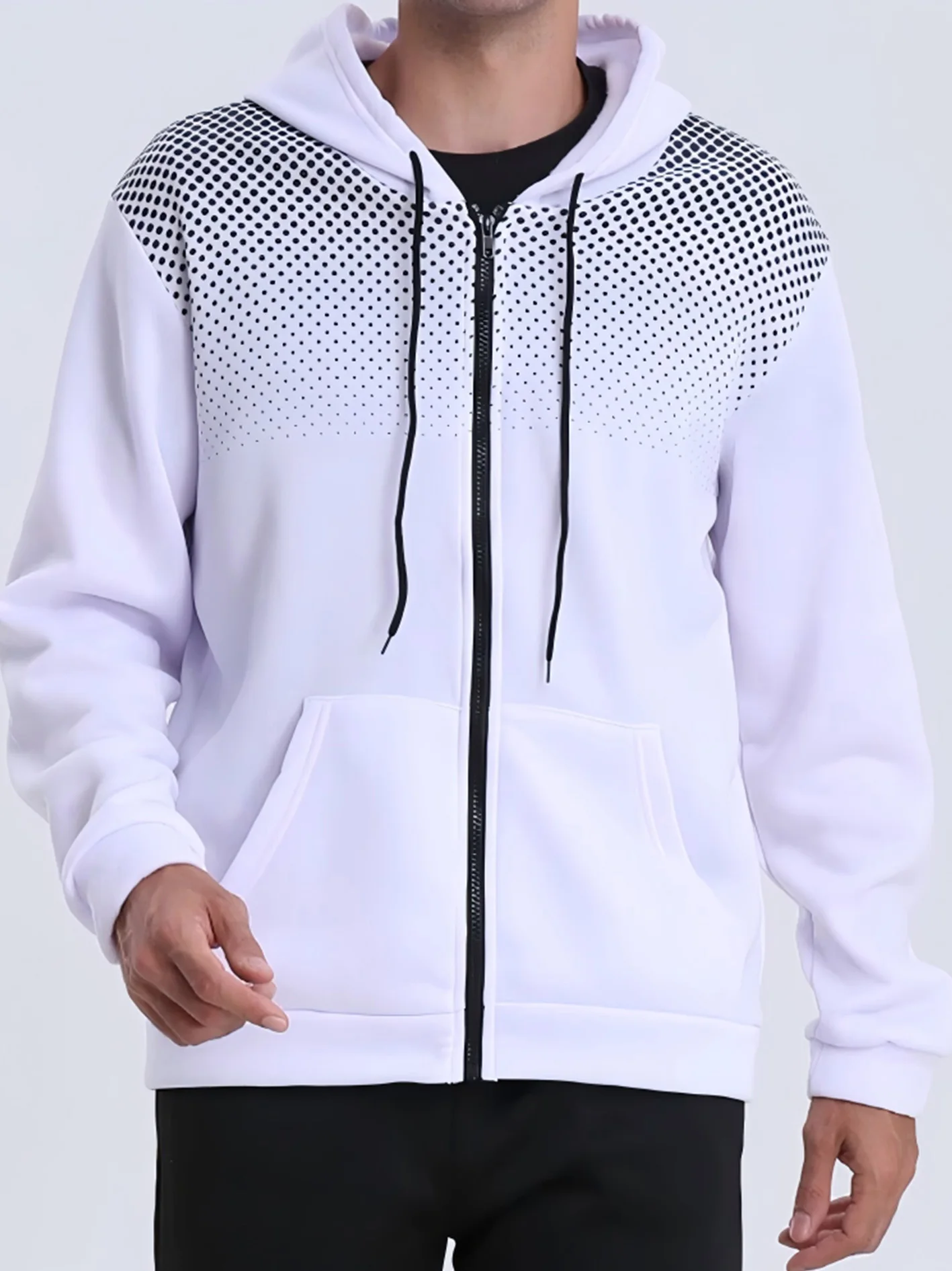 Herren-Hoodie mit Reißverschluss für Herbst und Winter, mit Kängurutasche, atmungsaktiv, lässig, ideal zum Laufen, Wandern, für Ausflüge, Dates und das Fitnessstudio – Detail 3